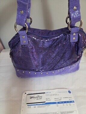 Vintage Whiting & Davis Purple Mesh Shopper With Leather Trim